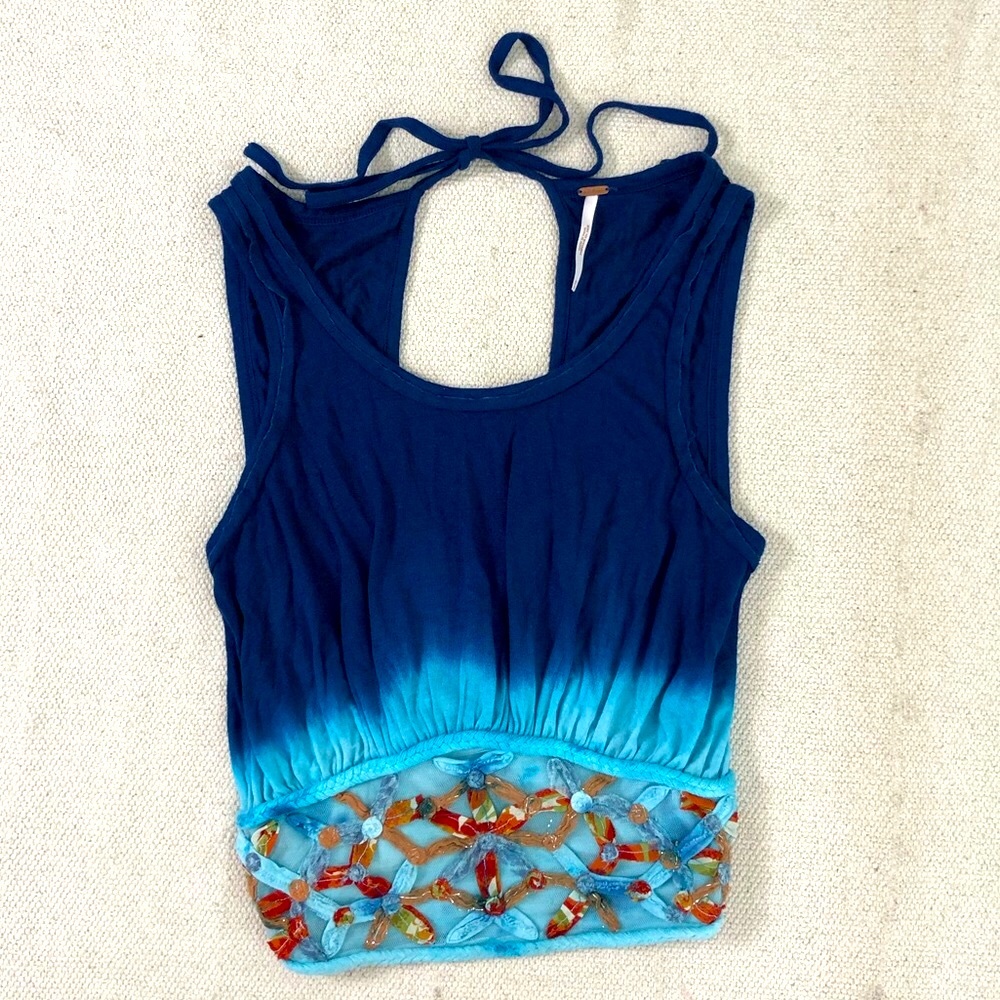Free People Blue Crop Top Halter XS